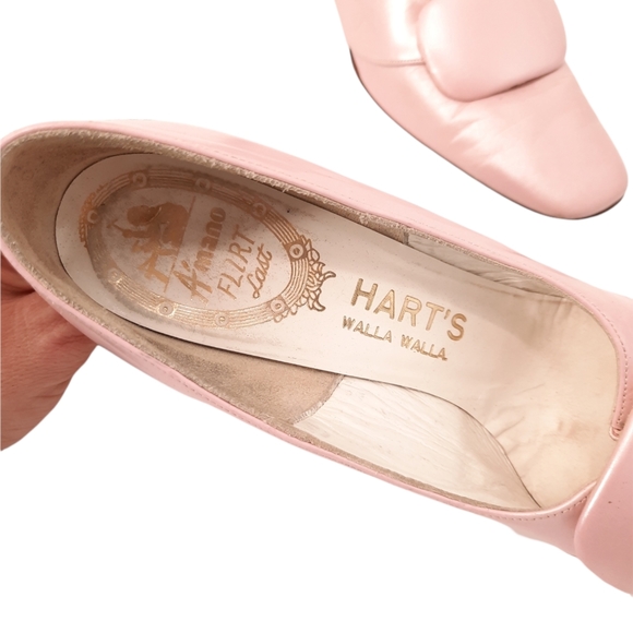VTG 60s A'mano Flirt Last Hart's Walla Walla Pale Pink Leather Button Vamp Heels - Picture 9 of 14